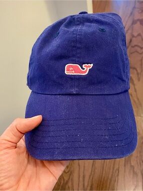 Vineyard Vines Whale Cap in Navy with Pink Logo